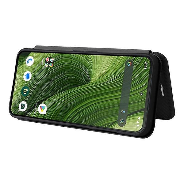 [RM] Kompatibelt etui til Fairphone 6 med kulfibertekstur, stødsikkert PU-lædercover Black