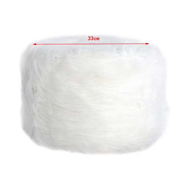 Mjuk vadderad rund puff som täcker en liten vit stol - 33 cm