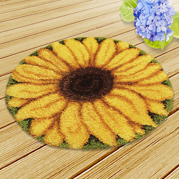 DIY Lås Krok Kit Matta Tillverkning Hantverk för Barn/Vuxna - Solros- och Rosblomdesign - för Födelsedag, Helgdag,