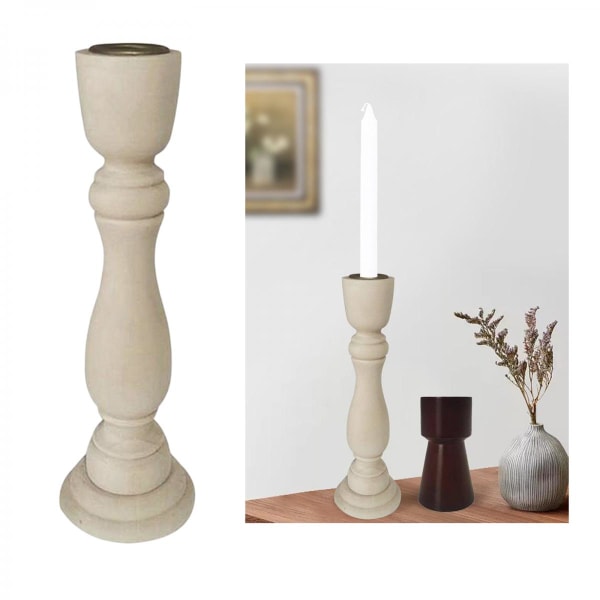 Vintage Chic Trä Ljusstake, Ljusstake 17.5x6x2cm