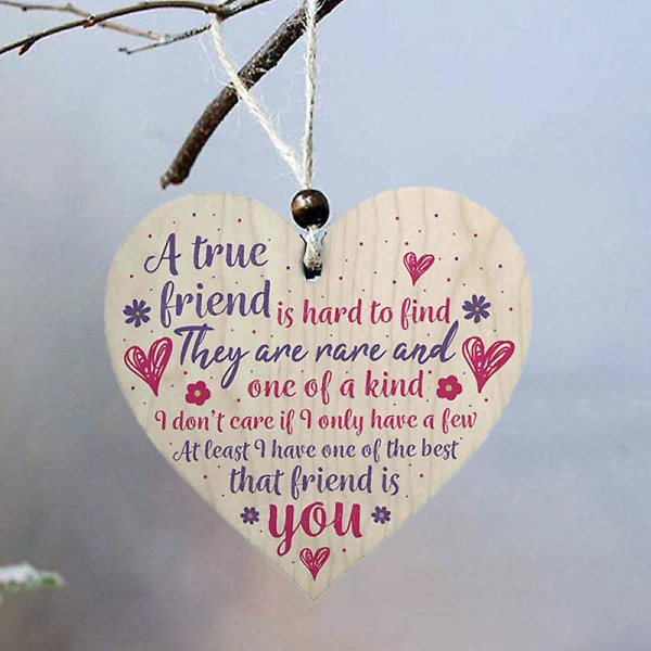 Jag är lycklig min vän är du | Bästa vänner trähängande hjärta | Sentimental inspirerande present till muntra kvinnor