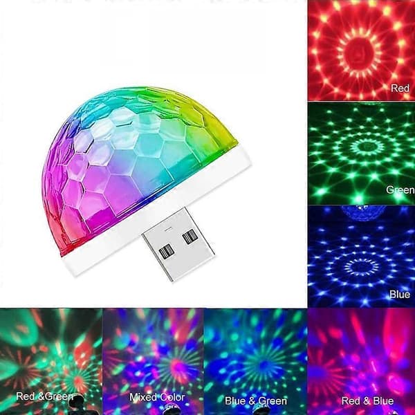 USB Mini Diskokugle Festlys, Lydaktiverede DJ Scene Strobelys, Bærbare LED Bil Atmosfærelys (2 pakker)