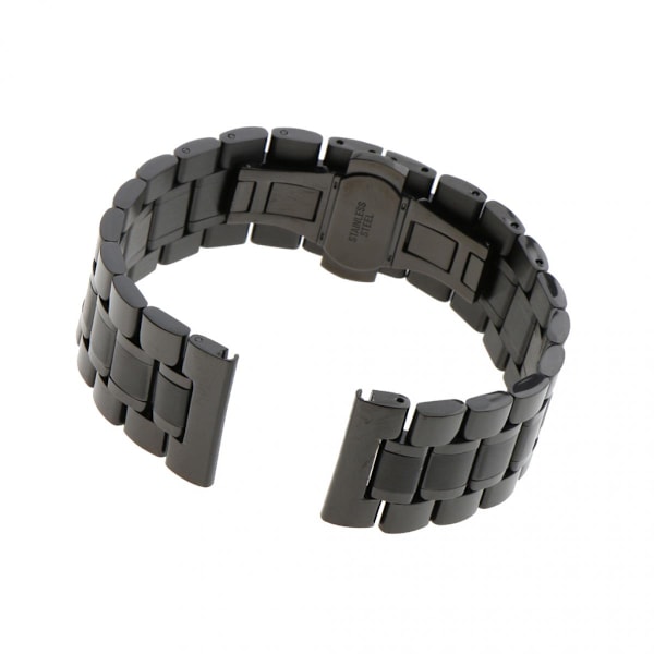 Armband för män i rostfritt stål dubbel lås svart 24mm