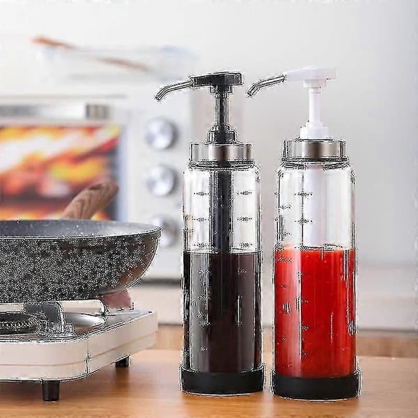 Sauce Dispenser Flaske Glas O Oliedispenser Med Bred Hals Trykpumper Sæt #calu