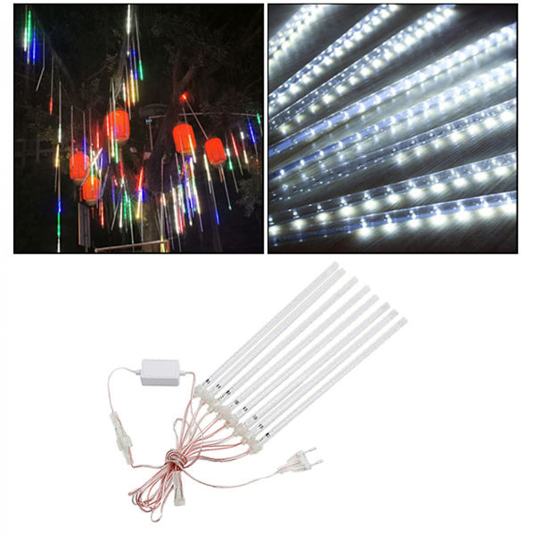 LED Meteorregn Ljusslinga Fallande Regn Istapp Party Träd Dekor Kall Vit