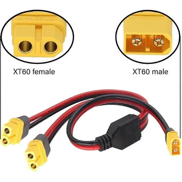 XT60 Y-Splitter Kabel 14AWG 2 Hun til 1 Han XT60 Parallel Kabel til Solpanel Power Station Batteriopladningssele