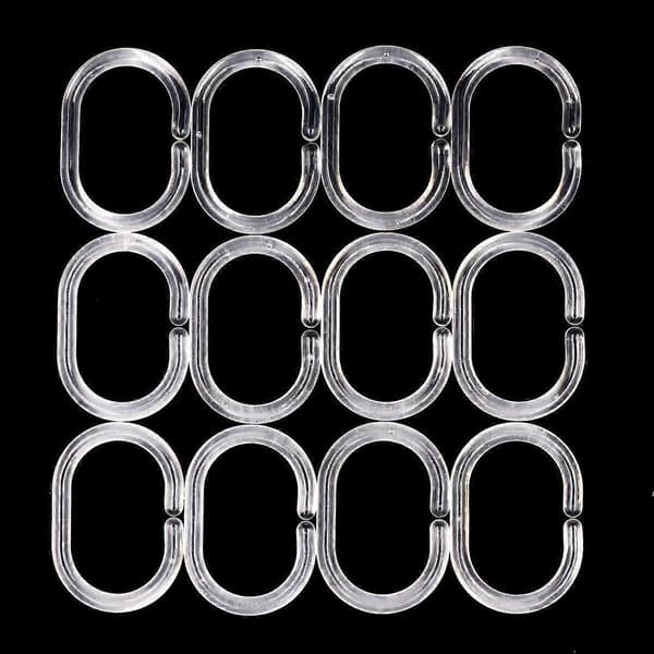 24-pack plastduschdraperiringar med duschdraperikrokar och genomskinliga duschdraperiringar