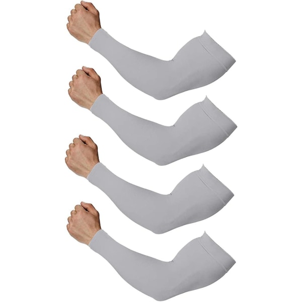 Arm Sleeves för män och kvinnor, Ärmar för att täcka armar för män och kvinnor 4-par Grey