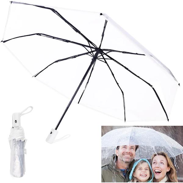 [RM]Foldable Transparent Umbrella, Waterproof and Windproof Pocket Umbrella, Automatic Opening and Closing, Clear View