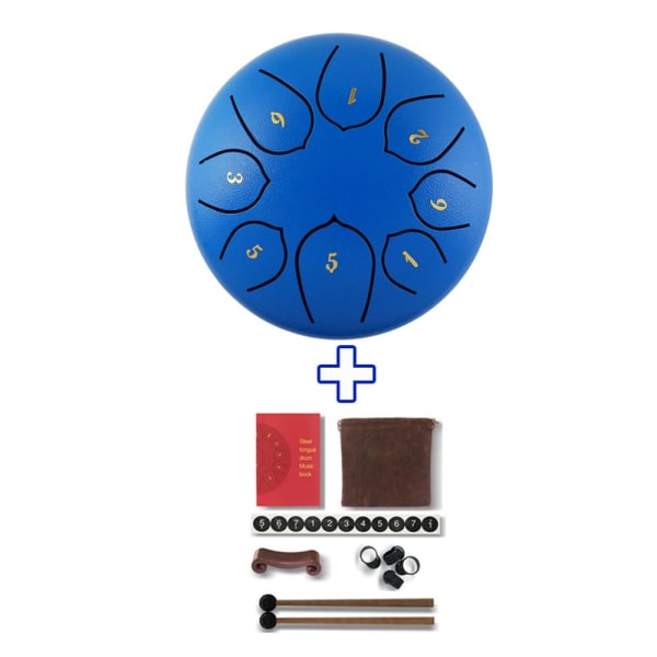 6 Tum Stål Tongue Drum C-Dur Handtrumma 8 Toner Övriga + Blå