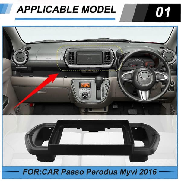 2 stk 9 tommers bilramme fascia-adapter dekoder Android radio dashmonteringspanelsett for Toyota Passo Perodua Myvi 2016 Black
