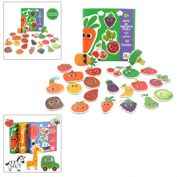 Matchande pussel för 2-4 åringar Trä Frukt Grönsaker Pedagogiska leksaker