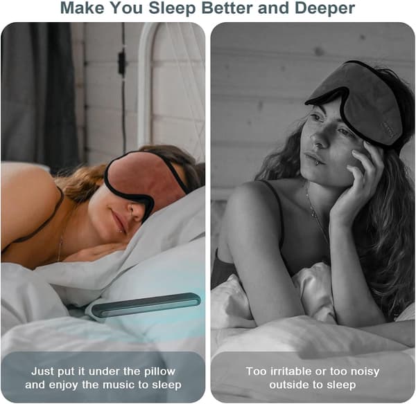 [RM]Sleep Pillow Speaker - Under Pillow Bluetooth Speaker with Bone Conduction Stereo - Portable Pillow Speaker White Noise Sleep Aid Speaker