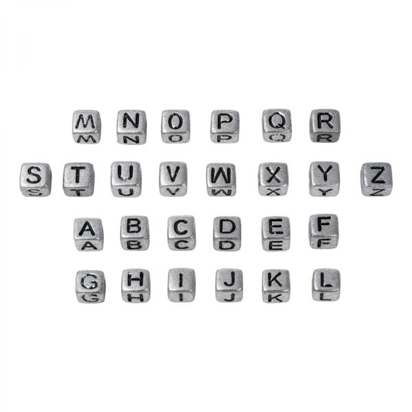 1300 st 6 mm akrylbokstav A-Z kub alfabetpärlor Smycken gör silver