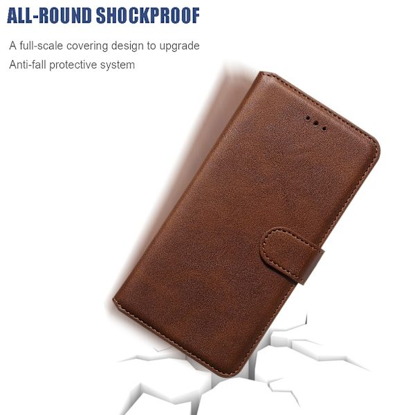 iPhone X/Xs - Nahkakotelo - Ruskea Brown Brun