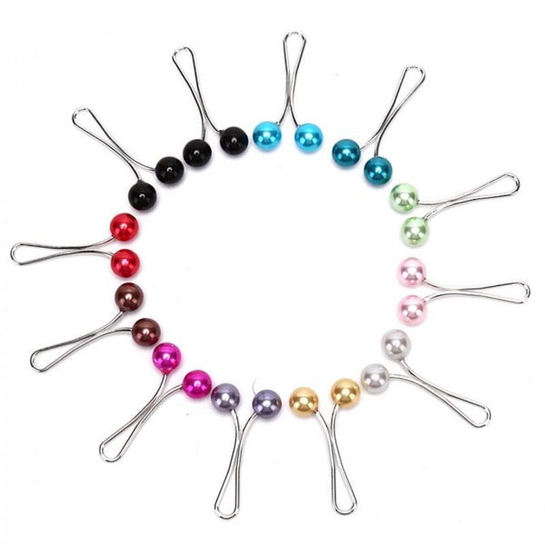 12X Broscher Pins Hijab Scarf Pearl Säkerhetsnål Tröja Sjal Clips Gul