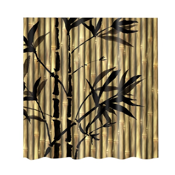 Polyester duschdraperi med krokar set bambu badrumsinredning