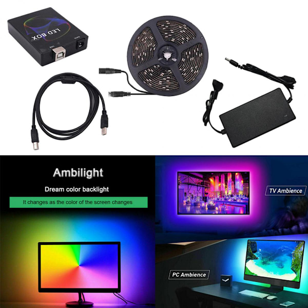 DIY 5050 LED-ljusslingor med fjärrkontroll för kök kontor TV-rum 5m
