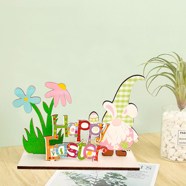 Påskdekoration, Trähantverk, 3D Kanin Äggdekoration, Partydekoration blomma Blomma Dvärg Bokstavsstil