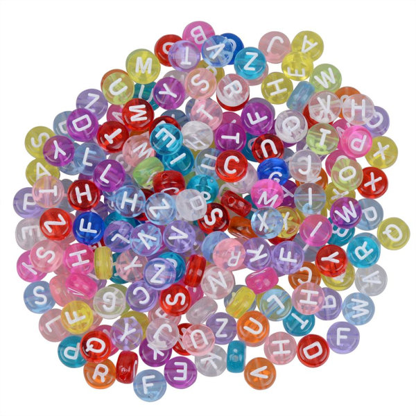 200st färgglada akrylpärlor Charm alfabetet Bokstavspärla DIY-smycken 1# Klar Flerfärgad