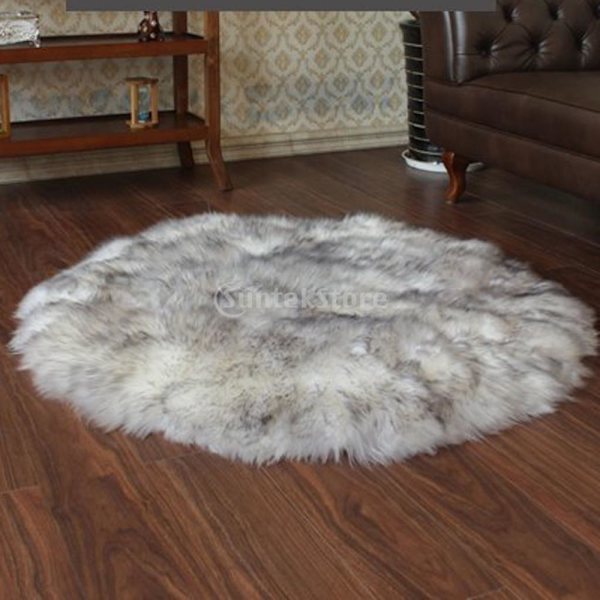 80cm Mjuk fluffig fårskinnsimitation Fuskpälsmatta Matta Grå och Vit