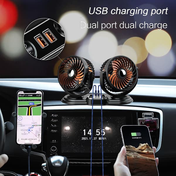 [RM] Universell USB 5V 12V 24V Bil Mini Dobbel Hodevifte 360 Graders Rotasjon Med 2 U 24V version