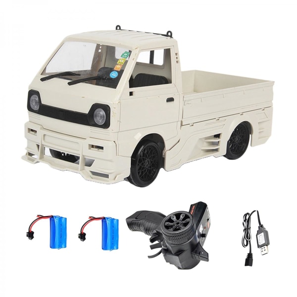 WPL D12 1:10 2WD RC Bil Drift Klättring Lastbil Crawler Gul 2 Batterier
