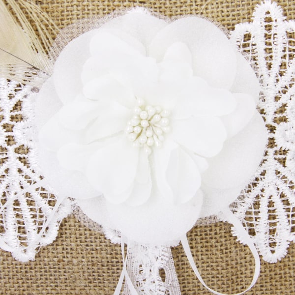 Rustikt Bröllop Jute Bröllopsringbärare Hessian Kudde Spets Blomdekor 8 X 8''