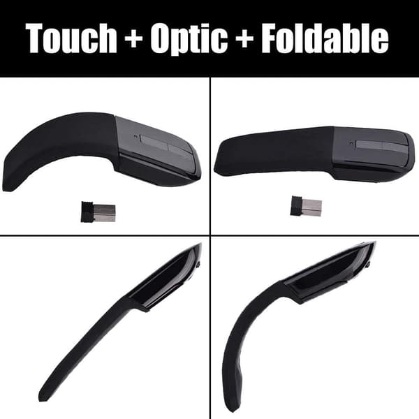 [RM]Foldable Wireless Computer Mouse, 2.4 GHz Foldable PC Gaming Mouse, Ergonomic Design Portable Optical Mouse with USB Receiver Compatible with PC/Laptop