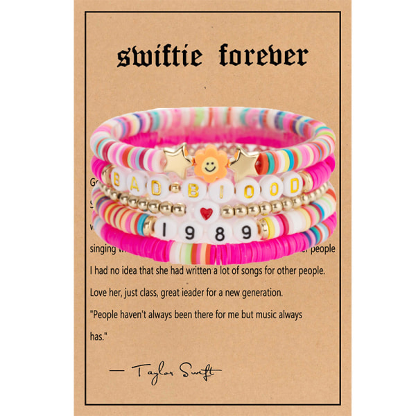 Bohemian Taylor Swift Friendship Letter Pärlstav Polymer Clay Armband Set MIDNIGHT with BEJEWELED with
