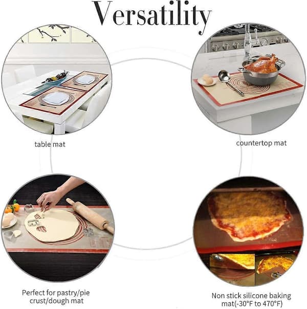 [RM]Non-slip Silicone Baking Mat Extra Large with Measurements 40x66 cm for Baking, Countertop Protector, Dough Mat