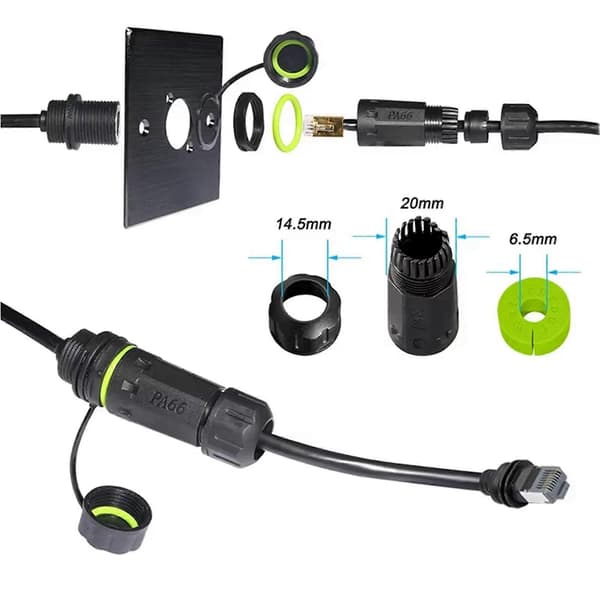 2 stk 100 cm for Starlink Gen3 Ethernet-adapter for Mini-kabelforlengelse til RJ45-kobling IP68 Vanntett Black
