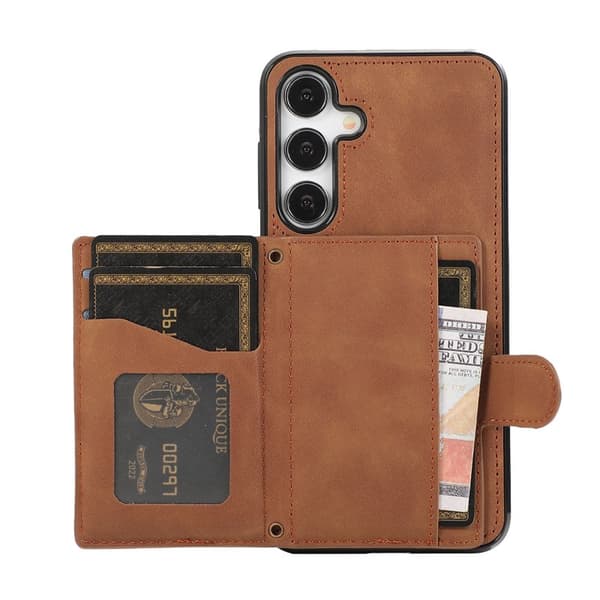 Mobilskall til Samsung Galaxy S26 TPU + Kunstskinn Kickstand - Brun