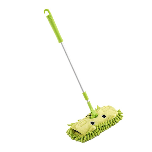 Leksak för barn, städning, sopning, mopp, förskola, låtsaslek, grön