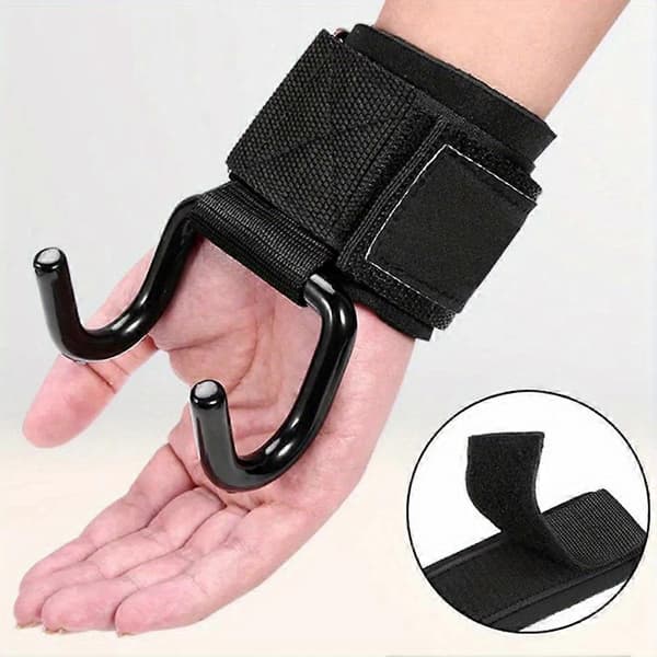 [RM]2PC Fitness Power Hook Pull-Ups & Hard Pull Training Anti-Fall Helper Skadefri Handflatsstöd Träningsutrustning Black