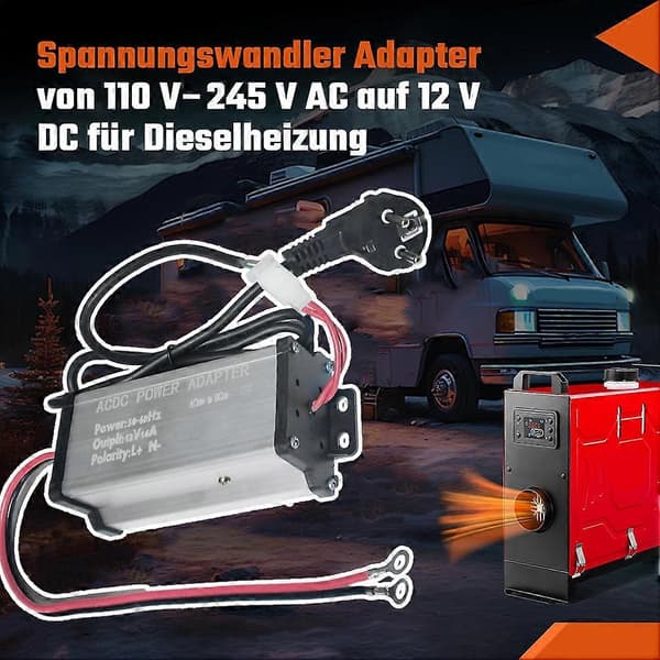 [RM]220 V til 12 V AC/DC Strømforsyningsadapter Transformator for 5 KW 8 KW Luftvarmer Parkeringsvarmer til Campingvogn, Bobil EU-plugg