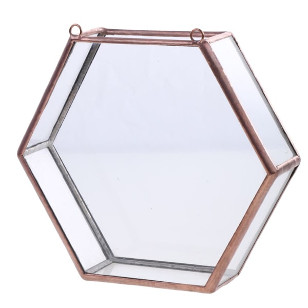 Geometrisk Glas Terrarium Låda Planteringskärl Suckulent Planteringskärl Väggdekor Koppar