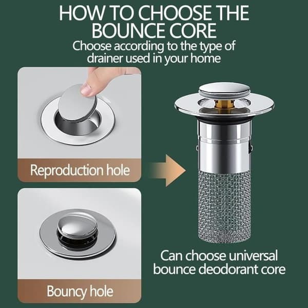 Stainless Steel Floor Drain Strainer, Universal Drain Plug, Pop-Up Drain Plug, Anti-Clogging Drain Strainer