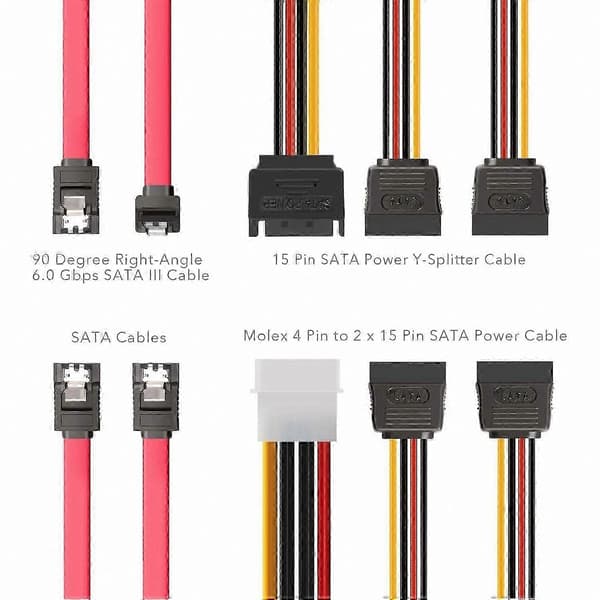 2,5 til 3,5 tommer HDD SSD metalmonteringsbeslagadapter med SATA-strømkabel black  red