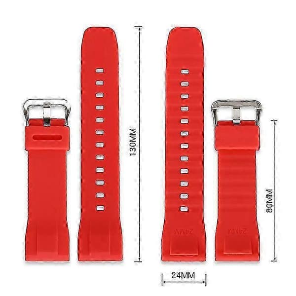 24 mm urrem til Casio PROTREK PRG-650, udendørs sportsrem Red