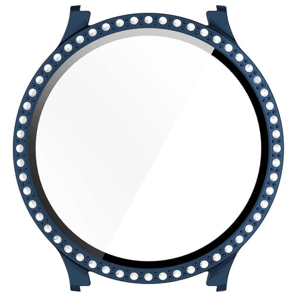 PC-klockfodral med strassdekor och integrerat härdat glas för Samsung Galaxy Watch7 40mm Electroplating Midnight Blue