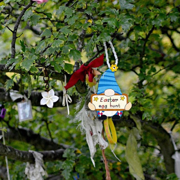 18 st Trähängen Tecknade DIY Flerfärgade Svenska Tomte-prydnader för Påsk