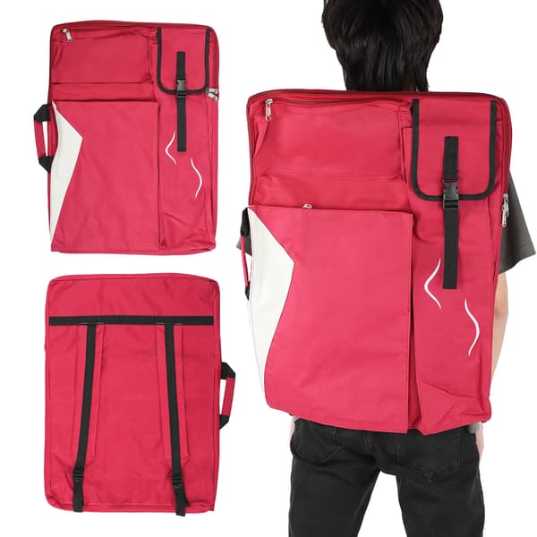 [RM]Painting Backpack Sketch Drawing Board 4k Multifunctional Art Waterproof Canvas Bag Red
