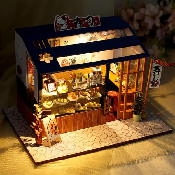 Book Nook, Japanese Miniature House Kit, Miniature House with Protective Casing and LED Light[RM]