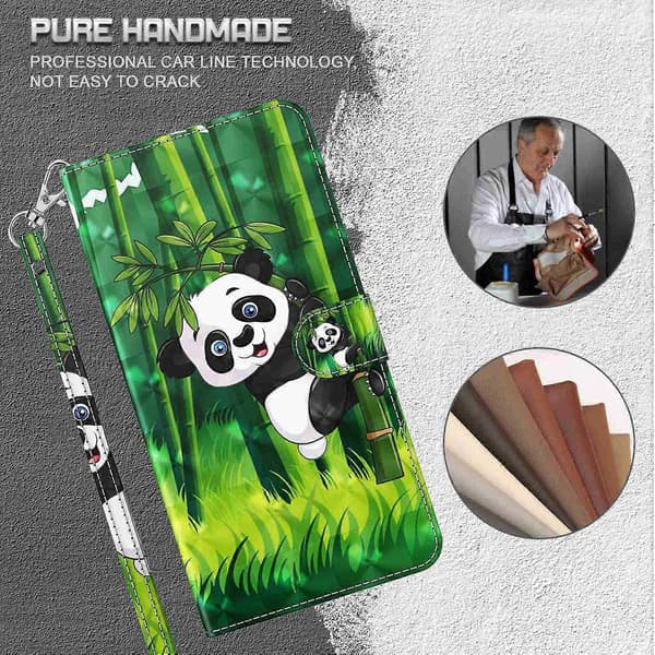 Til Samsung Galaxy A05s 4G Etui Flip PU-læder 3D-mønster print telefoncover - Panda der klatrer Multicolor Panda Climbing