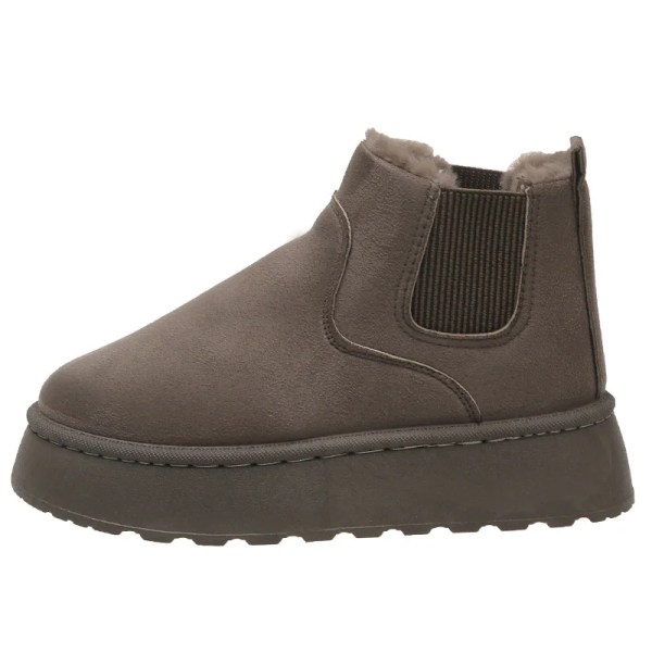 Kvinnor Vintersnöskor Plysch Varma Halkfria Vattentäta Sneakers Damer Casual Slip on Kvinnliga Ankelboots Botas Mujer khaki 38