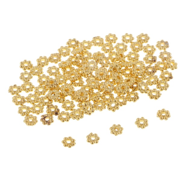 200 st Copper Daisy Flower Spacers Pärlor Smyckenstillverkningsberlocker 6mm guld