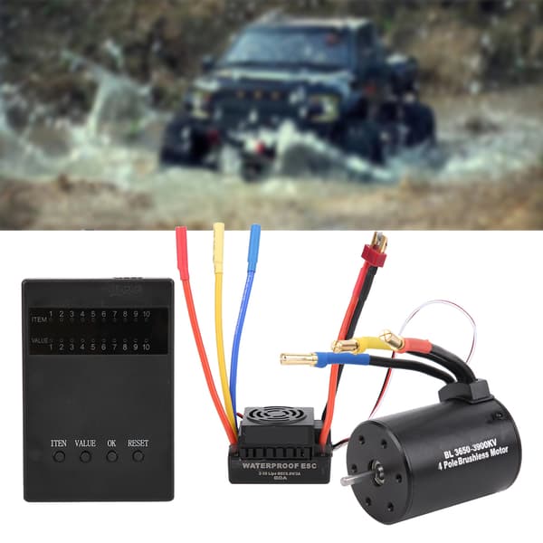 [RM]3650 3900KV Brushless Motor Programming Card 60A ESC with Waterproof BEC for 1/10 RC Car 0.2