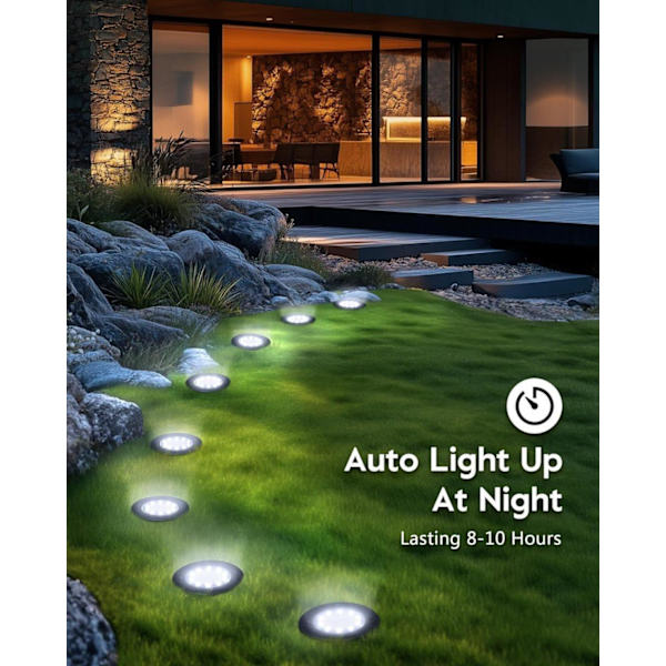 [RM]16-pack Solar Lights Outdoor IP65, 16 LED Ground Lights with Automatic On/Off, White Light White candle, 4 pcs