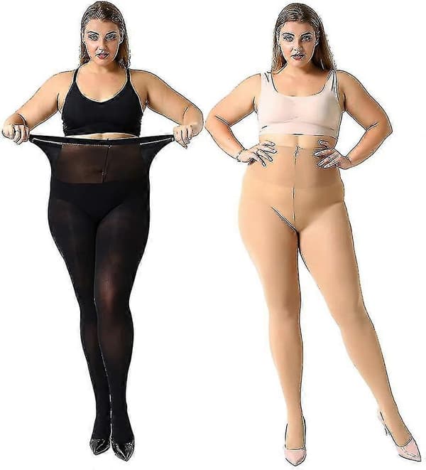 Dame 2 par Plus Size Control Top Ultrabløde Strømpebukser